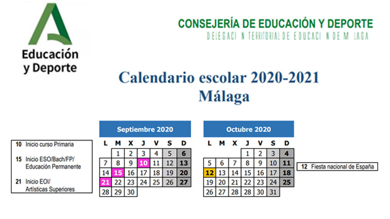 En este momento estás viendo Ya conocemos el Calendario Escolar del próximo Curso 2020/2021 en Málaga